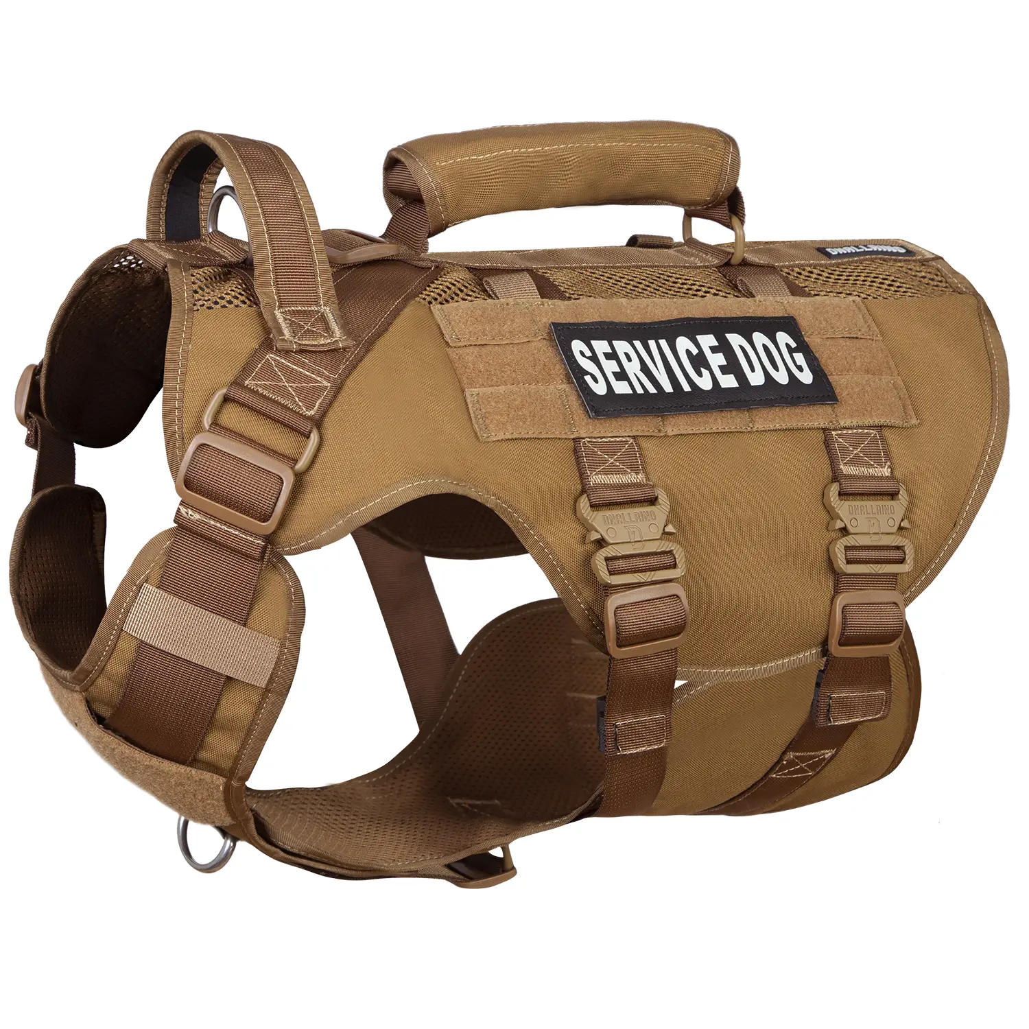 Service Dog Harness for Large Dog, Mesh Breathable Dog Lift Harness with Military Molle Vest, Tactical Dog Harness with 39g Metal Buckle for Training Hiking Walking