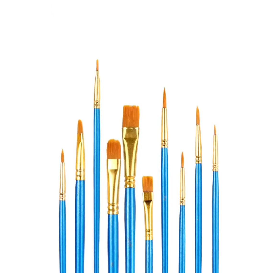 Summer Gift Acrylic Paint Brush Set, 1 Packs / 10 pcs Watercolor Brushes Painting Brush Nylon Hair Brushes for All Purpose Oil Watercolor Painting Artist Professional Kits.