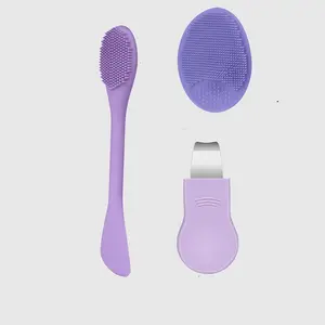 Facial Skincare Tool Set, Silicone Exfoliating Brush, Deep Cleansing Face Scraper, Blackhead Remover, Pore Cleaning Tools for Men and Women