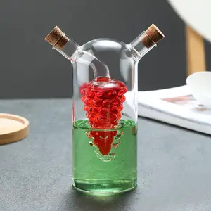 2-In-1 Glass Liquid Dispenser Bottle, Dual Layer Glass, Long Neck, Ideal for Olive Oil, Beverages, Whiskey, Wine, Sauces