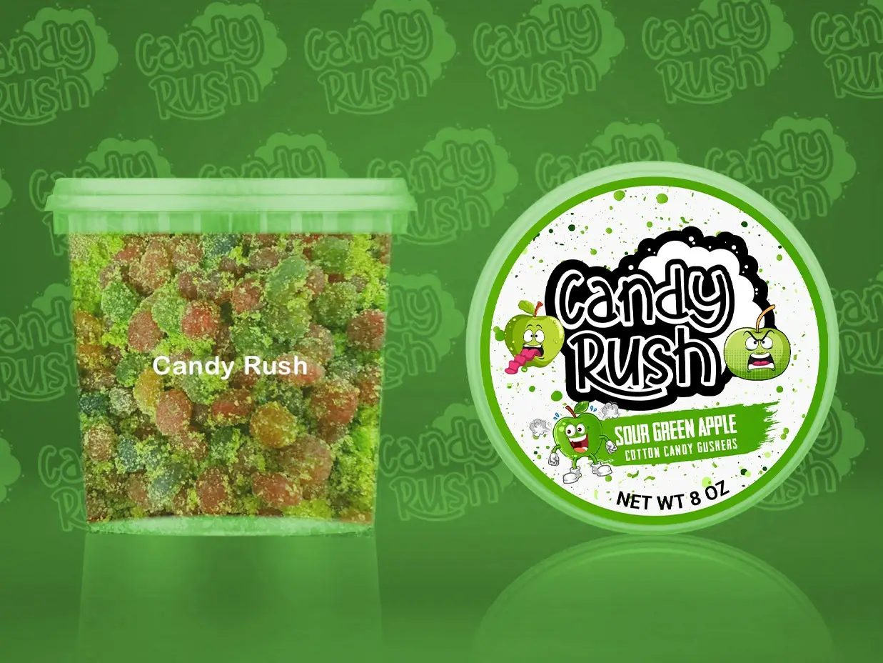 Sour Green Apple Gushers Candy Rush Snack Sour Fruit Blasts Gushies Gummy Candies