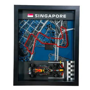 SINGAPORE 3D Printed Race Track Display with Die-Cast Car Motorsports Wall Art 10in x 8in x 1.5in Black Frame for Bburago 1:43 Scale