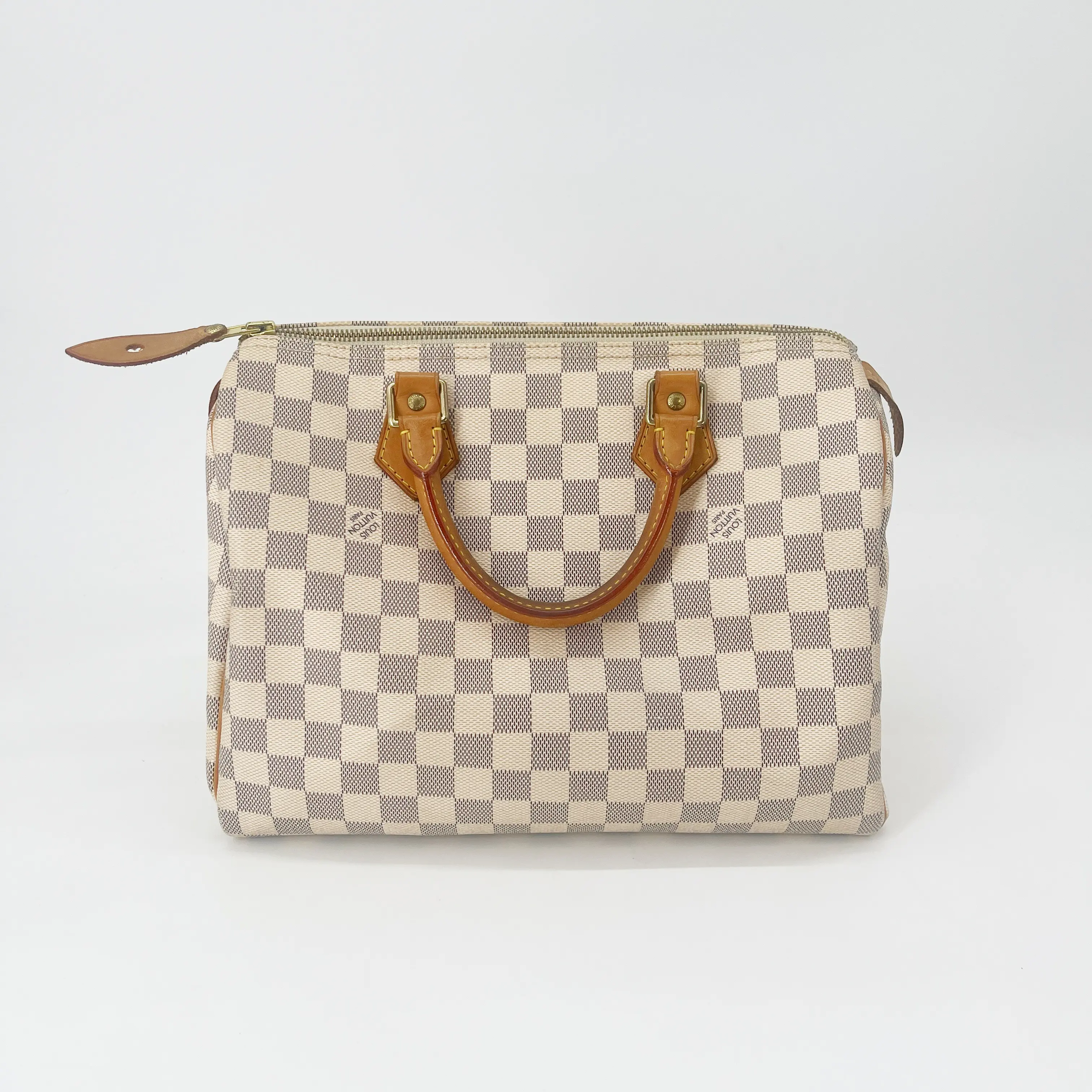 Pre-owned Louis Vuitton Canvas Handbag Luxury Damier Azur Speedy 30 Tote Bag, Shoulder Bag with Zip, 6.6 in, Tote Bags, Shoulder Bags