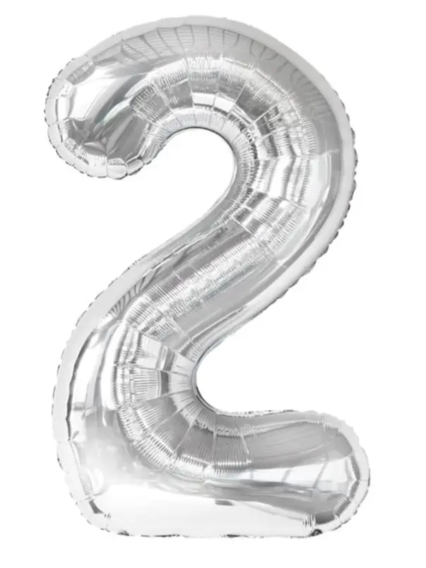 silver number 2 balloon 40-inch big, large foil helium number balloons, jumbo giant mylar number 2