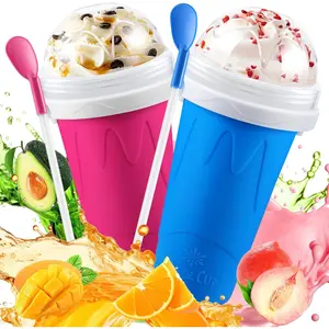 Slushy Cup, TIK TOK Frozen Magic Slushie Maker Cup Squeeze,Ice Cream Make,Cool Fun Stuff Things Gadgets (Blue and )