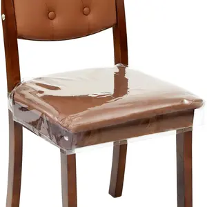 6 Pack Chair Covers for Dining Room,W18*D17 Inches Clear PVC Chair Seat Protectors (6, W18 * D17 * H6 inches)