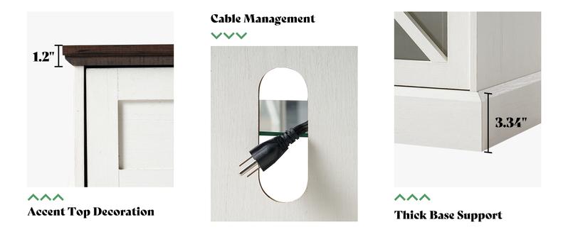 AMERLIFE Farmhouse LED Fireplace TV Stand with 3-Sided Glass Fireplace,70" Large Entertainment Center for TVs up to 80",Living Room/Christmas Gift/Best Gift Ideas