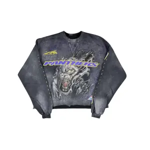991370 Hellstar Panther Crewneck Washed Grey