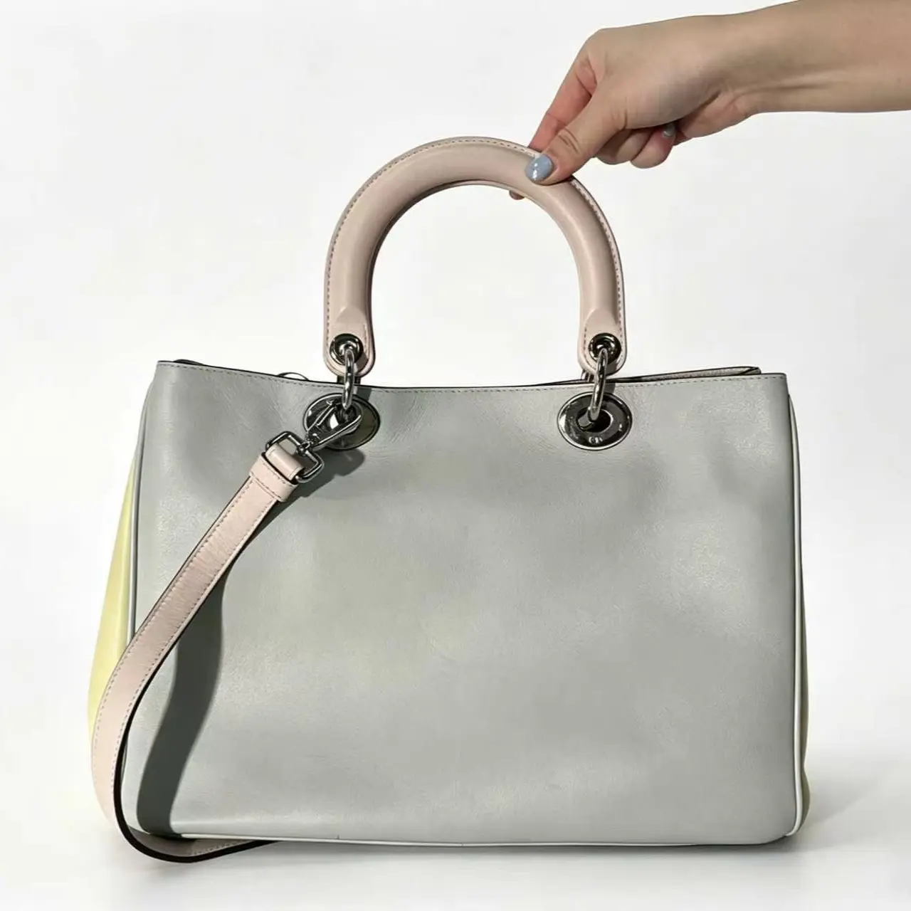 Pre-owned Dior Diorissimo Medium Tote Shoulder Bag in Color Block