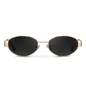 Verona - Women’s Oval Sunglasses: Gold Frame, 90's-Inspired Style