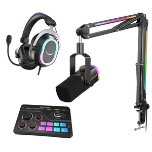 FIFINE Streaming & Gaming Ultimate Bundle Kit:  AM8ProT Microphone Kit + SC8 Audio Mixer + H13 Headset