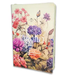 Biblia con Cierre Letra Súper Gigante Manual 19 puntos RV1960 imit piel jardín vintage con índice y canto floral