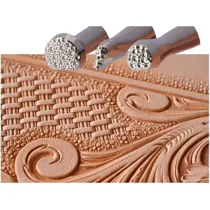 Leather ,3 Pack Professional Leather Background Stamping Tools for Craft Working