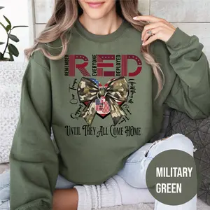 Independence Day RED Friday sweatshirt, Patriotic Military Gift, Remember Everyone Deployed sweater for Men Women, USA Veteran Support Apparel.