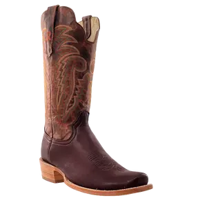 R.Watson Men's Chocolate Deer Desert Meil Cowhide Square Toe Boots  RW7302