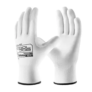 COOLJOB Bulk Safety Working Gloves Pack - 12/60/120 Pairs, PU Coated Grip Gloves (White) for Home Improvement & Work Safety, Pu Coated Gloves
