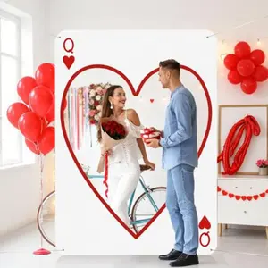 Valentine's Day Photo Booth Prop Banner, Large Flat Design, Perfect for Weddings & Birthdays, No Power Required, Ideal for Romantic Shots, Party Decorations Banners