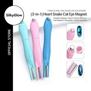 3 in 1 Nail Magnet Tool  Pink/Blue, Upgraded Nail Magnet Pens, Multi-Function Magnet Stick 3D Magnetic Cat Eye Gel Polish Nail Art, Christmas gifts,for Salon, Studio or Home