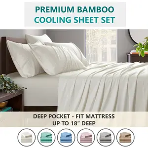 American Home Collection Bamboo Viscose Sheet Set Premium Sateen Finish Deep Pocket fit upto 18 inches Mattress