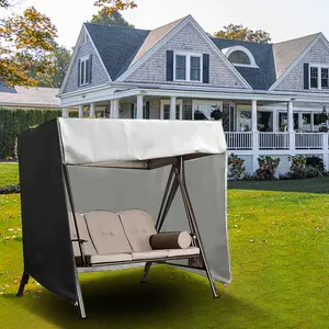 Outdoor Swing Cover 3 Seater Hammock Cover, Waterproof Patio Bench Swing Cover for 87 inch Garden Glider Swing Canopy Black