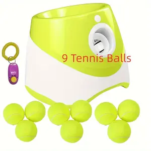 1pc Automatic Dog Ball Launcher With Training Clicker, Rechargeable Pet Toy Ball Thrower With 9 Balls