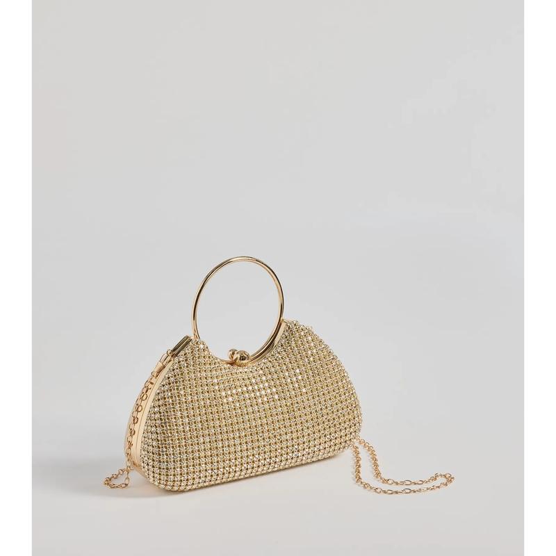 Shine Language Rhinestone Clutch Bag