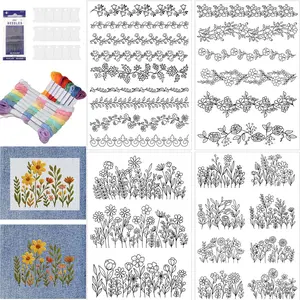 Floral Plant Water-Soluble Stabilizer, Embroidery Pattern Stabilizer Hand Sewing Rod, Transfer Pattern Sewing Accessories, Floral Embroidery Design