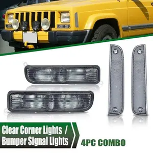 Fit For 1997-2001 Jeep Cherokee XJ Smoke Corner Lights + Bumper Signal Lights