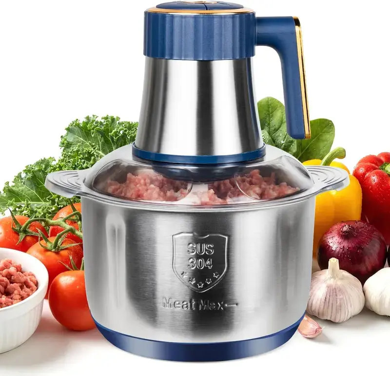 5L Electric Meat Grinder, 5-Speed Multifunctional Food Processor with Stainless Steel Bowl, One-Click Mincer for Mincing Meat, Chopping Veggies, Kneading Dough & Making Juice, Household Kitchen Blender