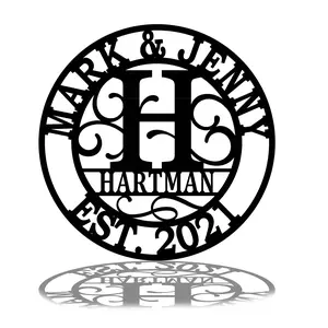 Personalized Metal Family Name Sign  Monogram Door Hanger