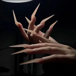 Zanxu|10-Piece Premium Handmade Classic Nude Mechanical Dragon Claw Press-On Nails Accessory Manicure Cutics nail alt style Gradient Gold Foil Fake Nails Wearable Mixed Color Acrylic Nail Set unique almond Glossy Stiletto Press-on Nails woman girl nail ar