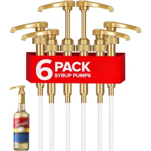 Syrup Pump 6-Pack Gold, Coffee Syrup Pump Dispenser