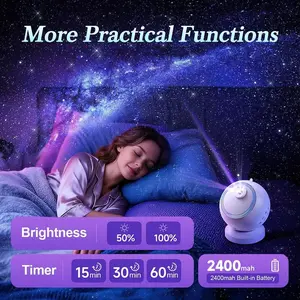 High-Definition Sky Projection Instrument, Bedroom Movie Galaxy Projector with Music & Bluetooth-compatible, Rechargeable Starry Night Lamp
