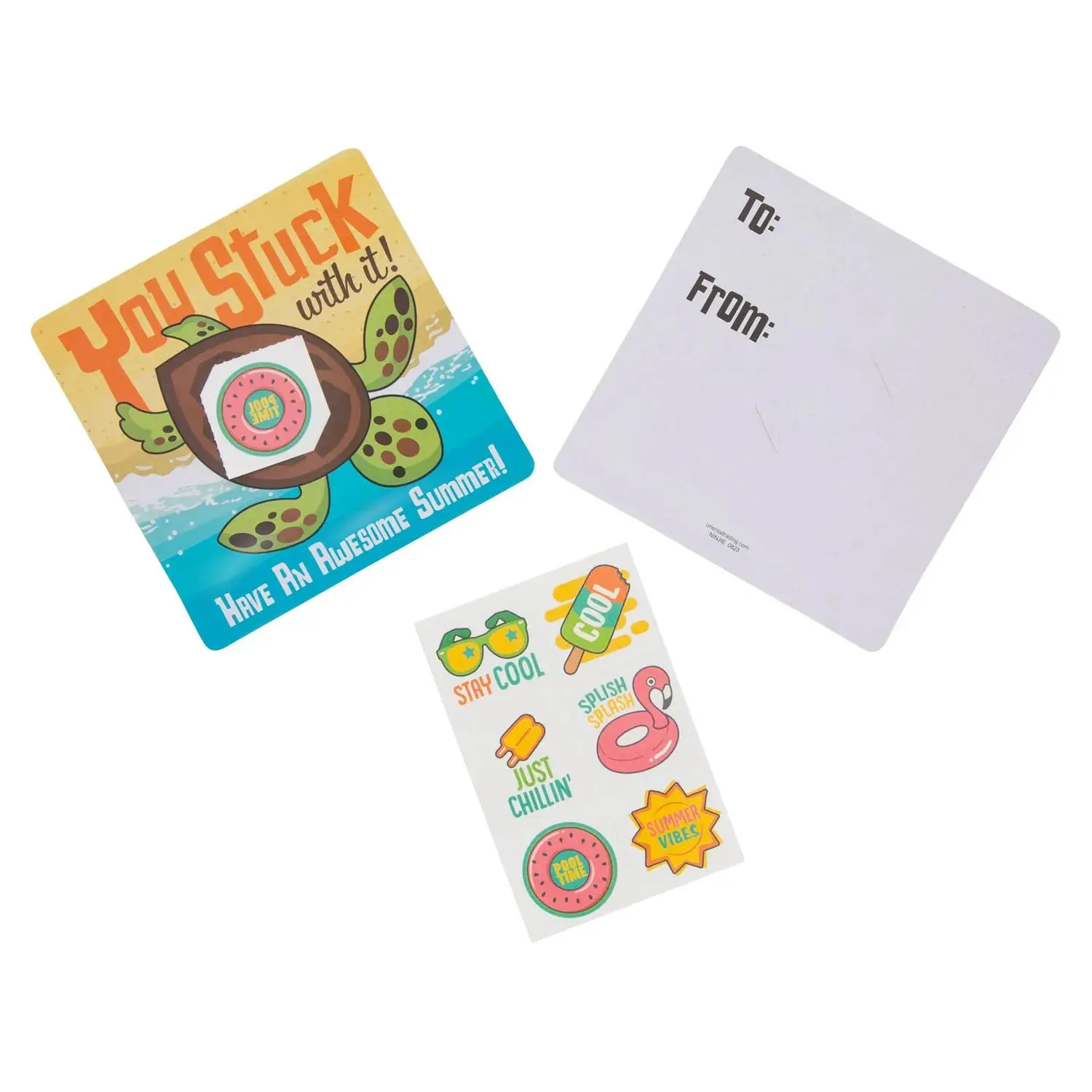 Painless Temporary Tattoos Bulk Pack - 72 Turtle Designs on Cardstock, End-of-Year Summer Fun for Classroom Youth with Card, Painless Tattoos, Encouraging, 72 Pcs, Great For Teacher Handouts, Includes To/From Spaces For Personalization, Cards: 5" X 5", Or