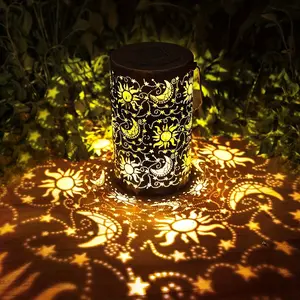 Outdoor Garden Solar Flower Light, Waterproof Metal Moon Star Decor, Solar Lights Outdoor, LED Pathway Lamp for Yard, Patio, Table, Landscape Decoration