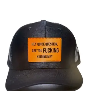 Trucker Hat with Funny Leather Patch for Men and Women
