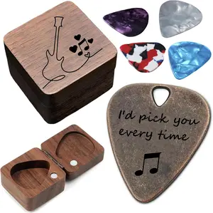 Birthday Gifts For HIm or Her, Bronze I'd Pick You Every Time Guitar Pick With   Box Music Gifts For Men Women Boy Girl ( Box Set)