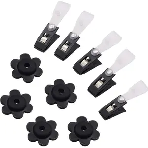 10 Pack Garden Flag Rubber Stoppers and Adjustable Anti-Wind Clips - Flag Stops Accessories Hardware for Garden Flag Poles Stand