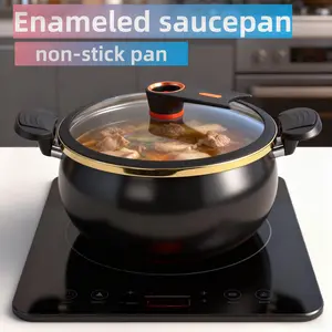 Enamel Porcelain Stockpot with Double Ears - Nonstick Multifunctional Stew Pan for Home Use