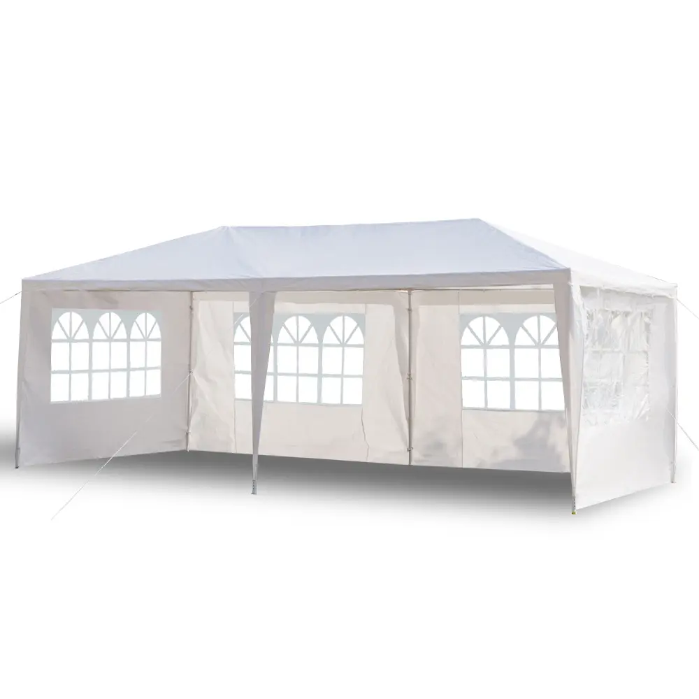 10x20 FT Heavy Duty Outdoor Party Tent - White PE Fabric Waterproof Canopy Shelter with 4 Removable Sidewalls & Windows, Roomy Space Easy to Set Up Gazebo for Backyard Outdoor Events