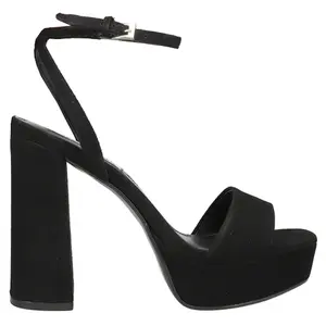 Steve Madden Womens Lessa Round Toe Platform Block  Dress Sandals High Heel 3" & Up - Black