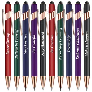 10 Pcs Inspirational Ballpoint Pens, Motivational Ballpoint Pen with Stylus Tip Funny Ink Pens Bulk, Inspirational Gifts for Women Men, Teacher Coworkers Nurse, Inspirational Pens for Teachers, Office Supplies Black Ink Smooth Writing Pens