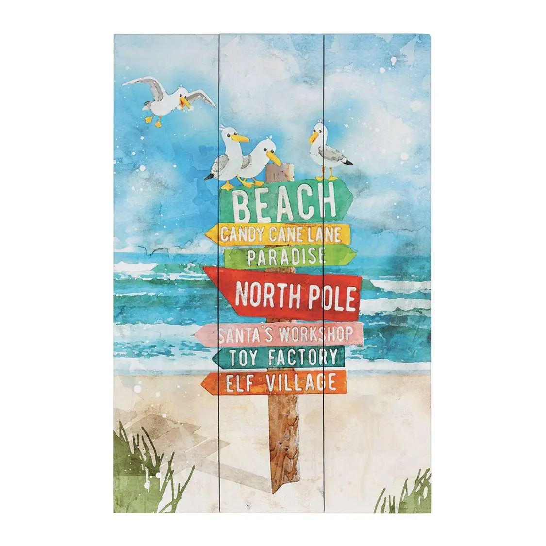 Sincere Surroundings 16" Christmas Beach Sign Rustic Pallet
