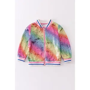 Ombre sequin bomber jacket