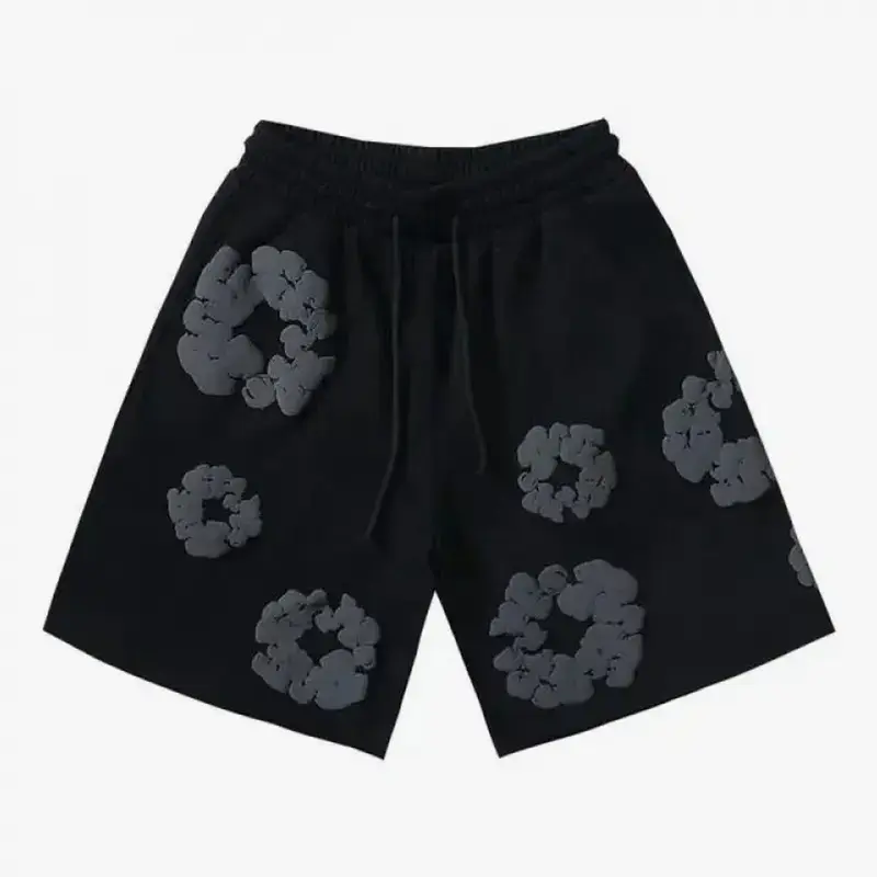 Denim 2026 New Unisex Floral Print Shorts – Casual, Workout, Athletic 5-Point Shorts, Y2K Street Fashion for Women & Men, Summer Holiday Gift Breathable Elastic