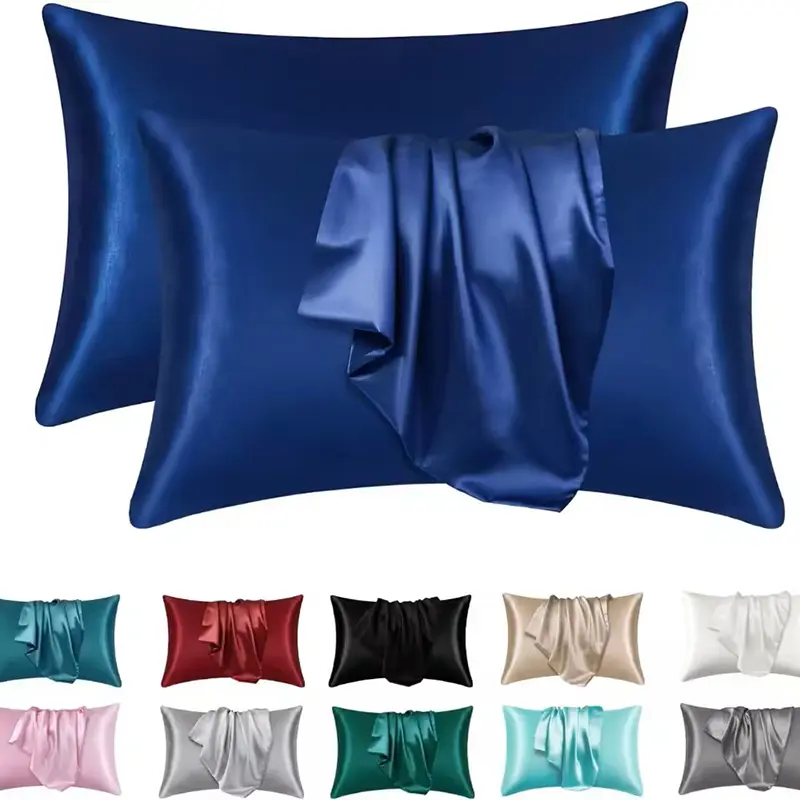 2-Pack Silky Satin Pillowcases, Solid Color Bedding - Hair Protective, Cooling, and Skin-Friendly for Beauty Sleep, Gray
