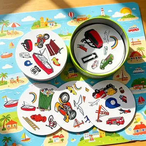 Quick Match Circular Iron Box Card Game, Perfect for Family Gatherings and Holidays, Portable Fun Card Game for Travel and Leisure