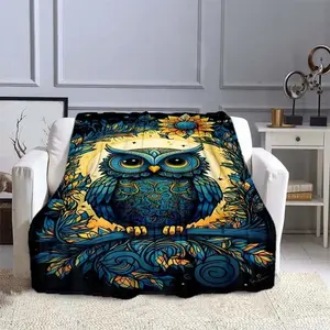 Owl Pattern Blanket Warm Soft Fluffy Kids and Adult Sofa Bed Throw Blanket Outdoor Travel Camping Sheet Cartoon BlanketHoliday gifts for family and friends during Thanksgiving, graduation season and Valentine's Day