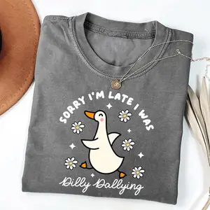Sorry I'm Late I Was Dilly Dallying Goose Tshirt, Funny Goose Shirt, Silly Goose T-Shirt, Animal Humor Gift, Cute Goose Shirt