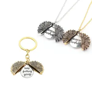 Openable Sunflower letter fashionable alloy necklace, keychain, keychain pendant, small gift -HN331-36